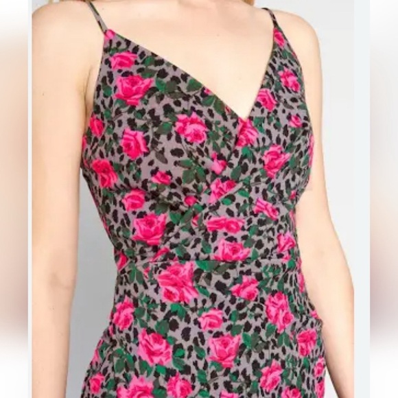 Betsey Johnson Gray Pink Rose Floral Leopard-Print Sheath Dress Sz 10 - Picture 7 of 11